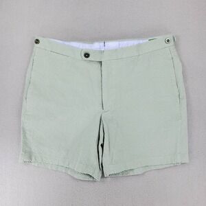 Sid Mashburn Seersucker Shorts Mens 35 Sage Green Cotton Stretch Side Adjusters